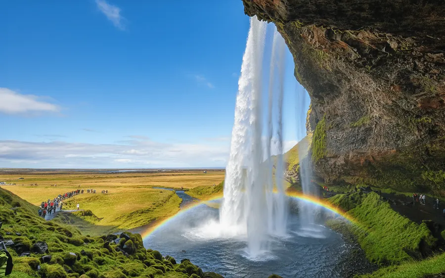 Seljalandsfoss waterfall on the south coast of Iceland