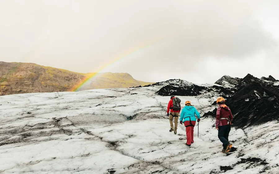 Skogafoss waterfall on the south coast of Iceland in winter